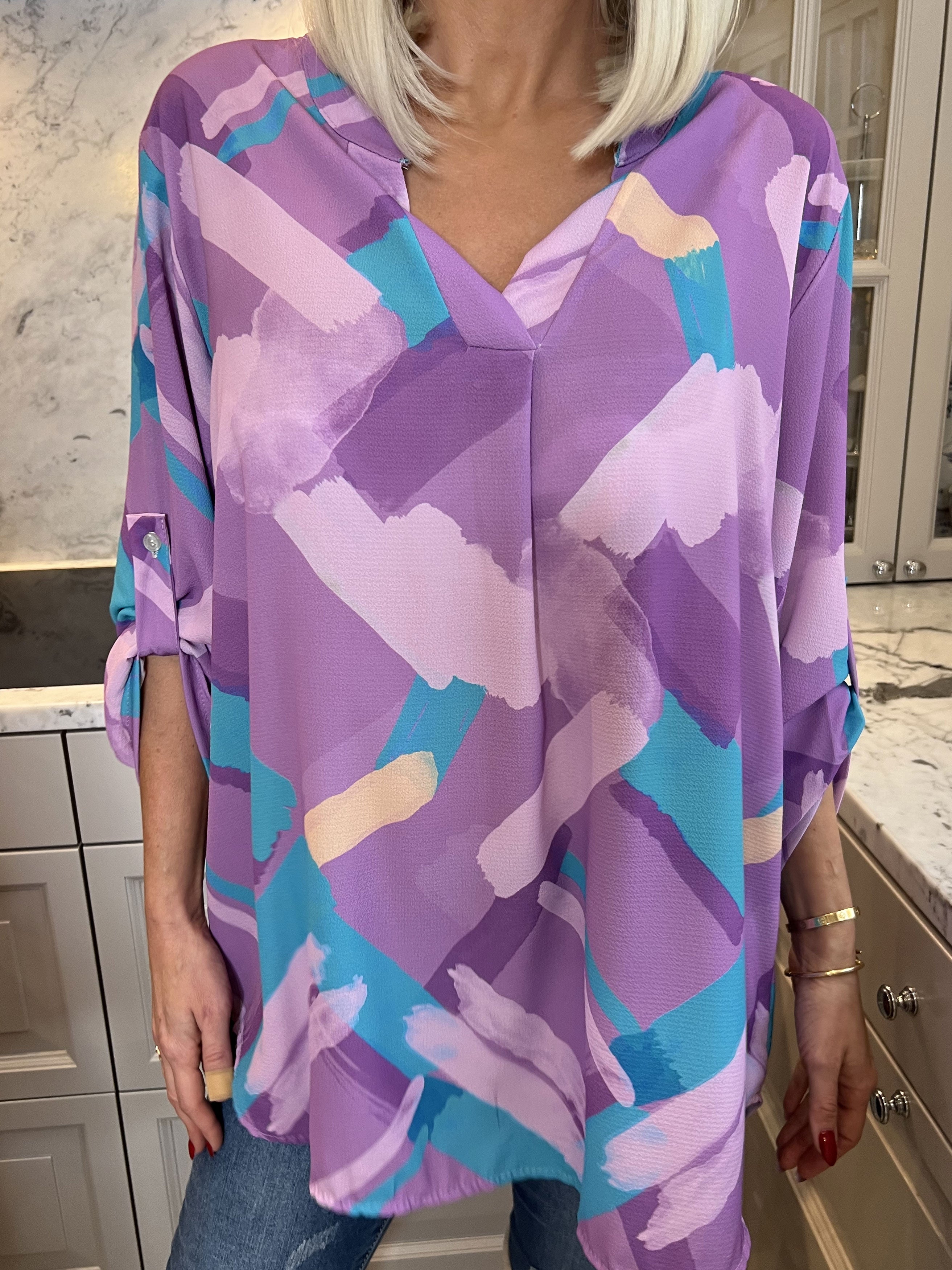 Vanesa Art - Mønstret flerfarvet tunika